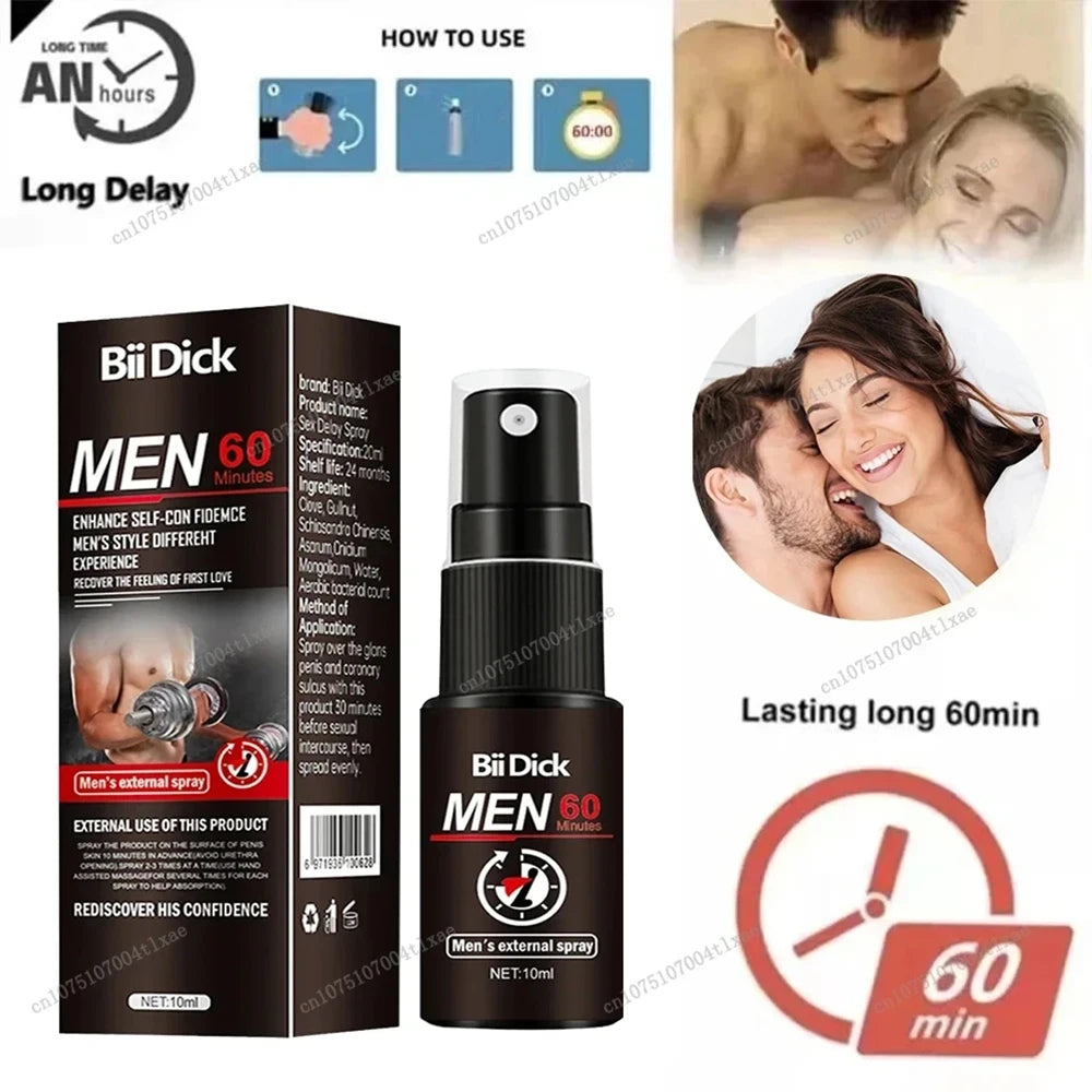 Spray retardateur de rapports sexuels pour hommes pour prolonger la durée des rapports sexuels. Produits anti-éjaculation précoce. Érection rapide et longue durée (60 minutes).