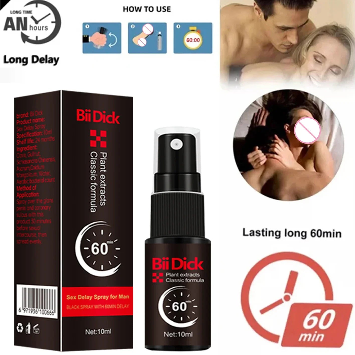 Spray retardateur d'éjaculation, flirt efficace et durable, érection naturelle rapide, contrôle prolongé de la vie sexuelle
